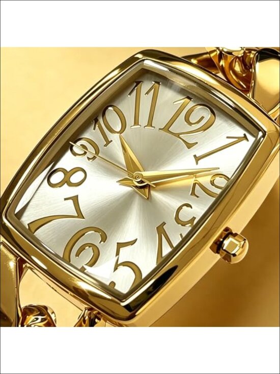Women\'s Gold Metal Chain Bracelet Watch with Arabic Numerals, Easy Reader, 30m main image 5